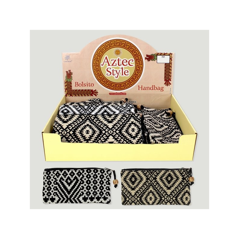 AZTEC STYLE. Bolsito motivos en negro y bola. 22x12cm. Motivos surtidos AZTEC STYLE. Bolsito motivos en negro y bola. 22x12cm. Motivos surtidos
