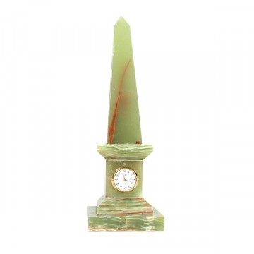 Pakistan Onyx Obelisk with watch, Multigreen 35cm