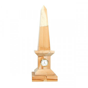 Pakistan Onyx Obelisk with watch, Paesina 35cm