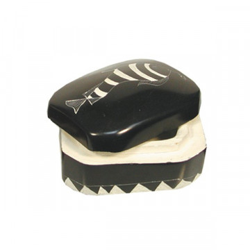 Kenyan Soapstone Fish Jewel Box, Black 9x6x4cm