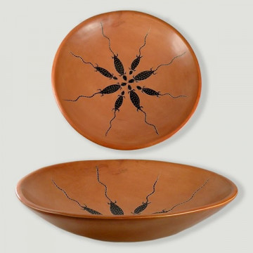 Kenyan Soapstone Bowl. Assorted model. Orange and brown