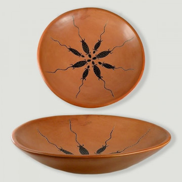 Bowl Piedra Jabón. Modelo lagartos. Naranja y marron