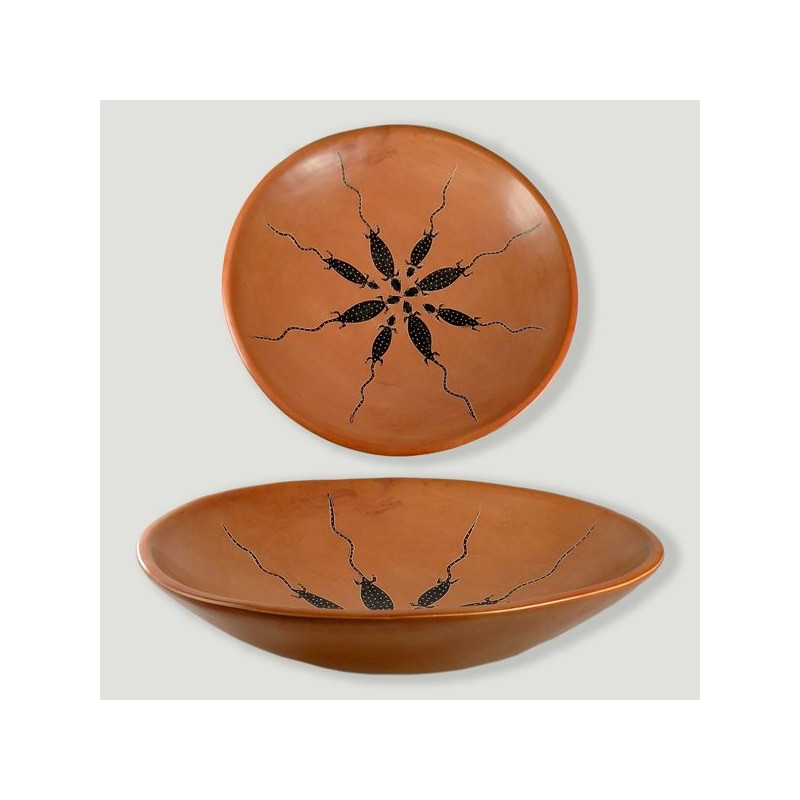 Bowl Pierre Savon. Modèle lézards. Orange et marron Bowl Pierre Savon. Modèle lézards. Orange et marron