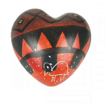 Kenyan Soapstone Heart Paperweight Bird, Ochre 7cm