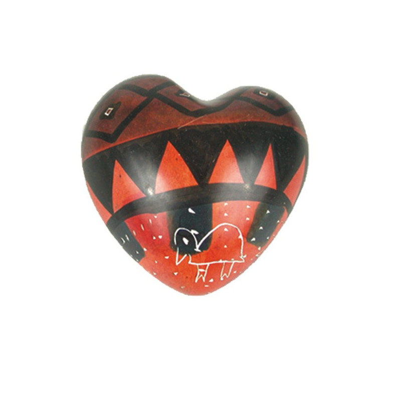 Kenyan Soapstone Heart Paperweight Bird, Ochre 7cm Kenyan Soapstone Heart Paperweight Bird, Ochre 7cm