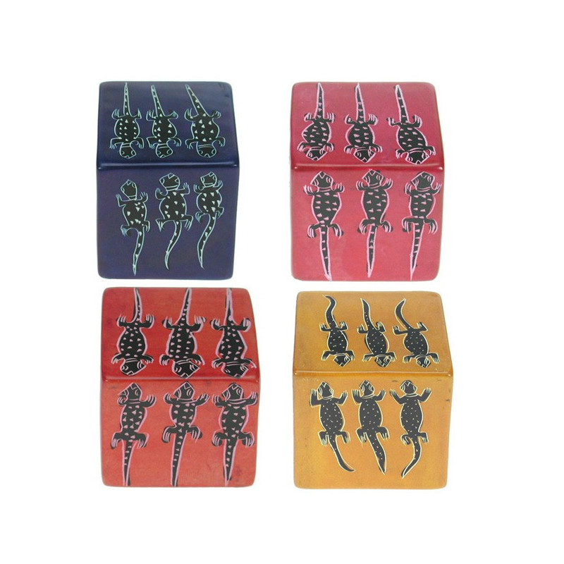 Presse-papiers cube famille de lézards 7cm Presse-papiers cube famille de lézards 7cm