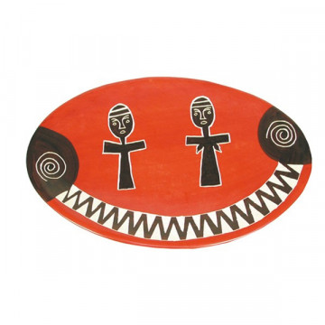 Kenyan Soapstone Oval Dish Father/Mother 30cm