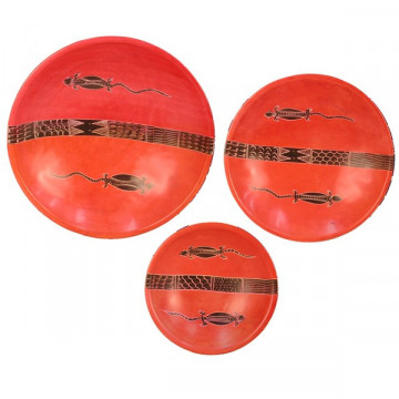 Set / 3 bowls lizard red-brown.30,25,15cm
