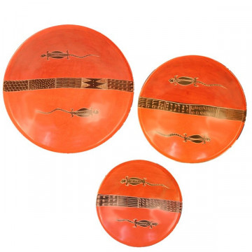 Set/3 Bowls Lagarto Laranja-Marrom.30,25,20cm