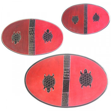 Set / 3-brown oval dish turtle.red 30,26,20