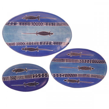 Set/3 Pratos Oval Azul 31,26,20cm