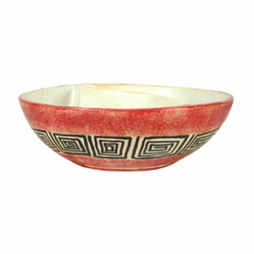  Kenyan Soapstone Spiral Split Bowl, Orange 20cm