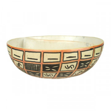 Kenyan Soapstone Flowers Split Bowl, Ochre 20cm