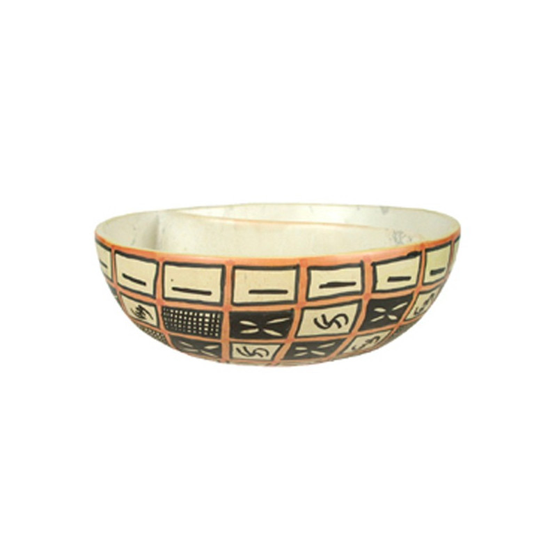 Bowl Divisão Pedra Sabão Quênia Flores Ocre 20cm Bowl Divisão Pedra Sabão Quênia Flores Ocre 20cm