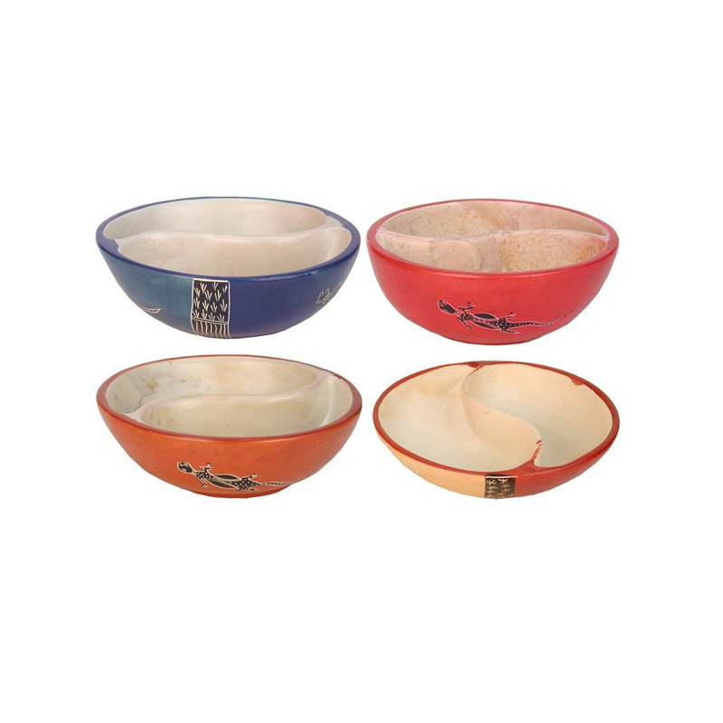 Kenyan Soapstone Split Bowl assorted lizard 15cm Kenyan Soapstone Split Bowl assorted lizard 15cm