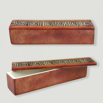 Kenyan Soapstone Rectangular Box. Orange spiral model