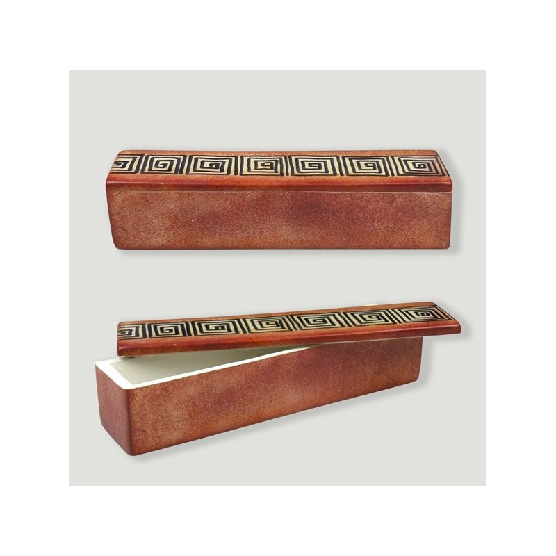 Kenyan Soapstone Rectangular Box. Orange spiral model Kenyan Soapstone Rectangular Box. Orange spiral model