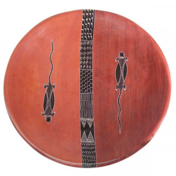 Bowl Pedra Sabão Quênia, Lagarto Sortido, Laranja-Marrom 40cm