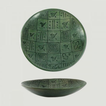 Kenyan Soapstone Bowl. Green Bird model. 40cm