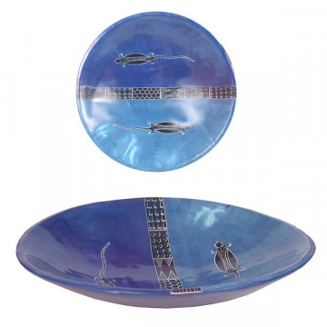 Bowl Pedra Sabão Quênia Lagarto Azul Sortido 40cm