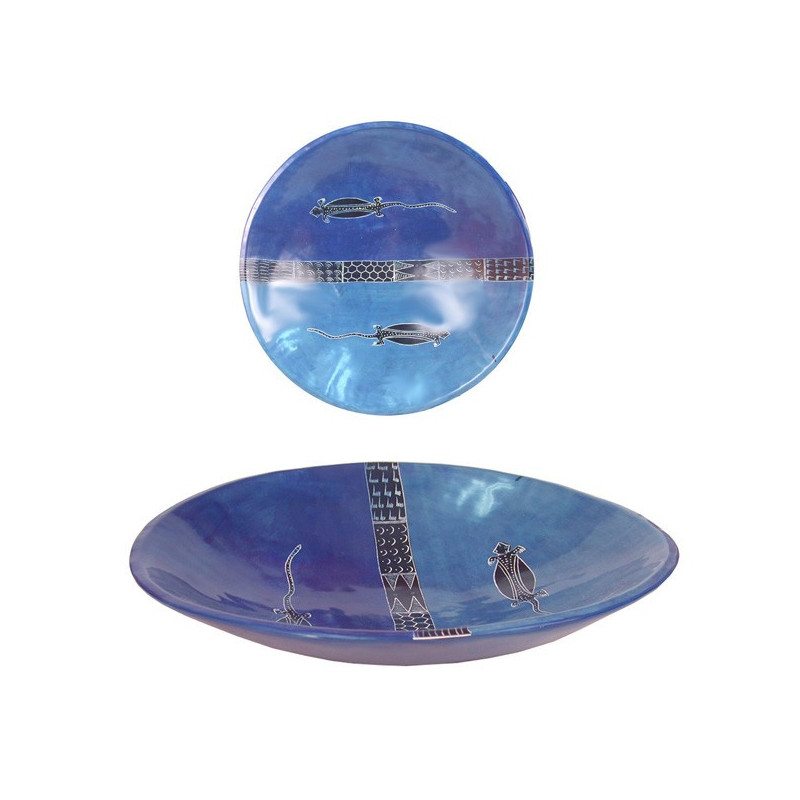 Kenyan Soapstone Bowl assortment blue lizard 40cm Kenyan Soapstone Bowl assortment blue lizard 40cm