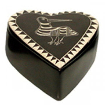 Caja corazon PJK pajaro negro 9x13cm