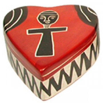 Caixa Coração Pedra Sabão Quênia Papa/Mama 9x13cm