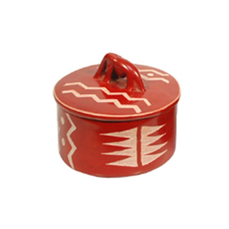 Boîte eleph ronde géométrique rouge 5x10cm Boîte eleph ronde géométrique rouge 5x10cm
