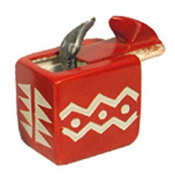 Kenyan Soapstone Geometrico snake red box 5x5cm