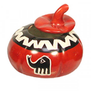 Kenyan Soapstone pumpkin red elephant 11x11cm