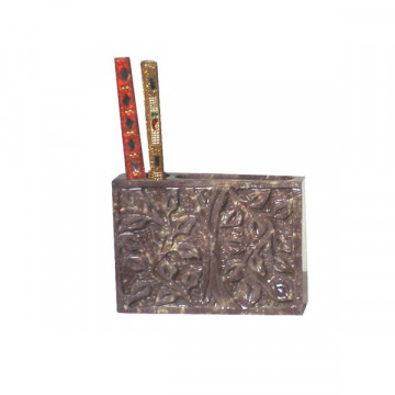 Soapstone card holder carved pencil case