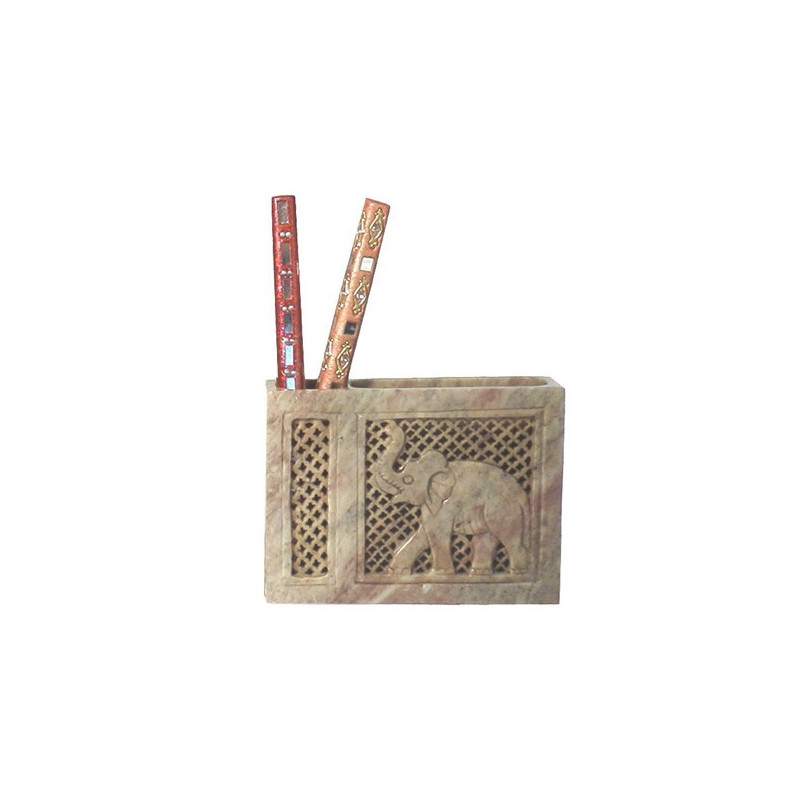 Boîte à stylo porte-carte Pierre savon taillé éléphant Boîte à stylo porte-carte Pierre savon taillé éléphant
