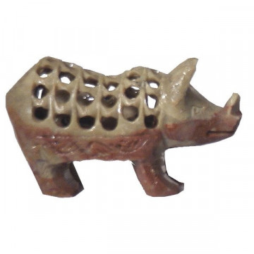 Soapstone carved rhino 10 cm