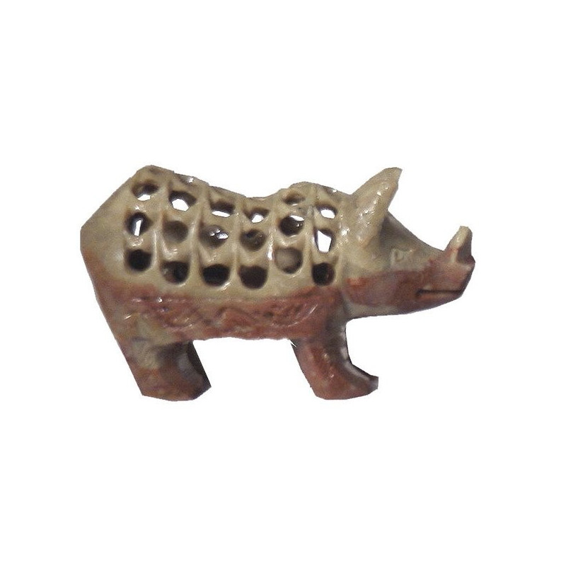 Rinoceronte Pedra Sabão Entalhado 10cm Rinoceronte Pedra Sabão Entalhado 10cm