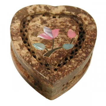 Caja corazon incrustaciones 10cm