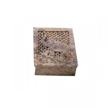 Soapstone carved elephant box upright 10 cm