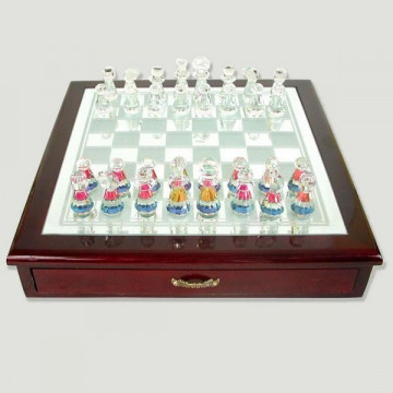 Glass Chess Set reconstituted. 35x35cm