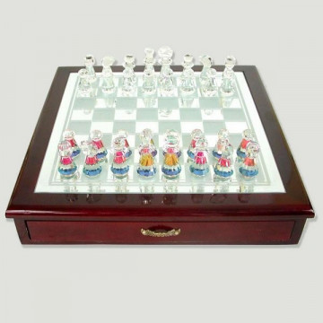 Échecs cristal reconstitué. 35X35cm