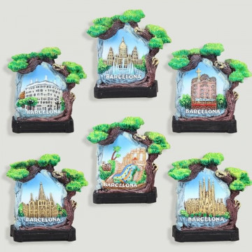 Resin frame stone with trees. Assortment model