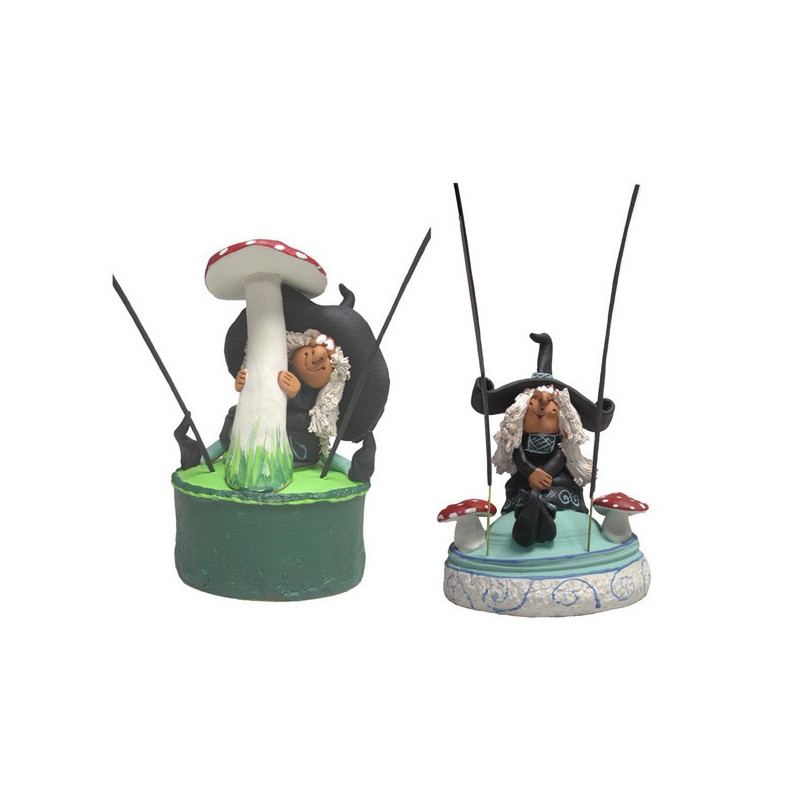 Incense holder witch with mushroom 18x11cm Incense holder witch with mushroom 18x11cm