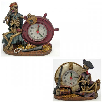 Horloge pirate tête de mort assortim. 13x15cm