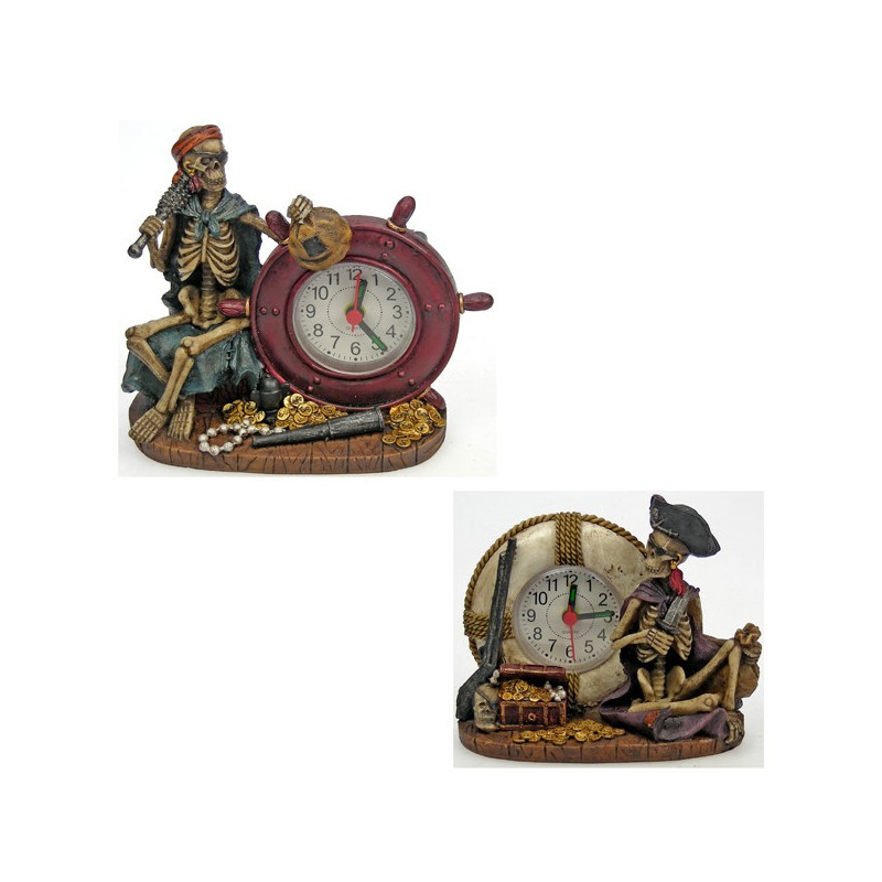 Horloge pirate tête de mort assortim. 13x15cm Horloge pirate tête de mort assortim. 13x15cm