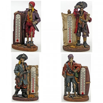 Thermomètre pirate tête de mort assortim. 7x12cm