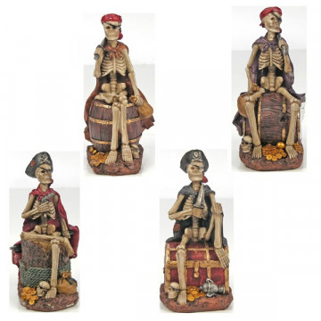 Figurine tête de mort Pirate avec trésor 12x7cm