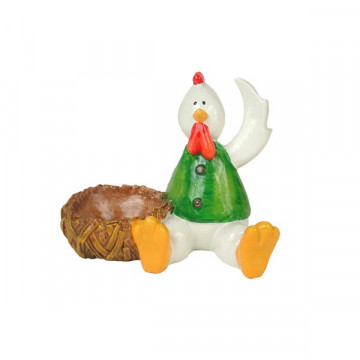 Poule avec pot résine Modèle 01 12cm