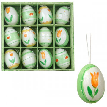 Eggs resin wooden box 12 units Model 01 4c