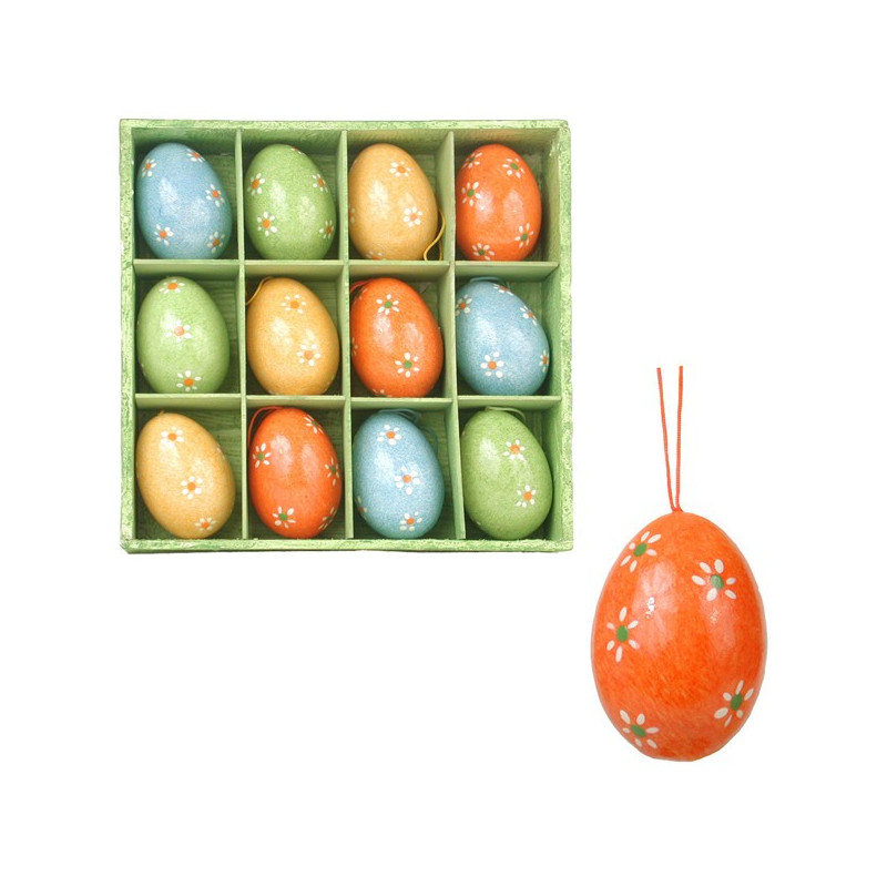 Oeufs résine boîte bois 12 unités Modèle 02 4c Oeufs résine boîte bois 12 unités Modèle 02 4c