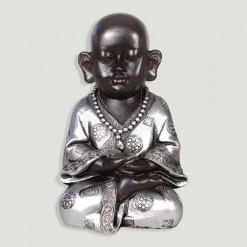 Bouddha résine enfant argenté 26x17x19cm