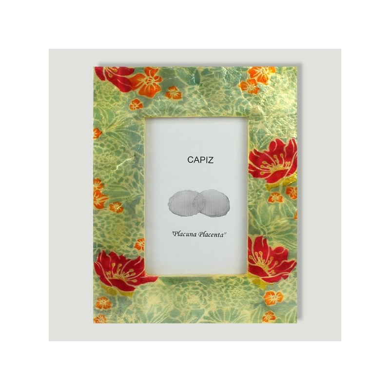 Photo frame capiz 18x23 orange flowers Photo frame capiz 18x23 orange flowers