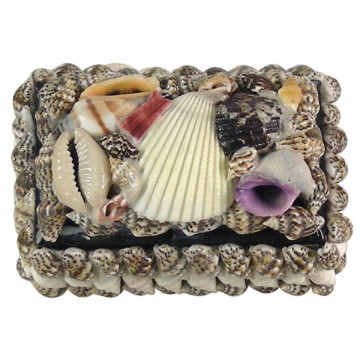 Nacre/seashells box black rectangle 6cm aprox